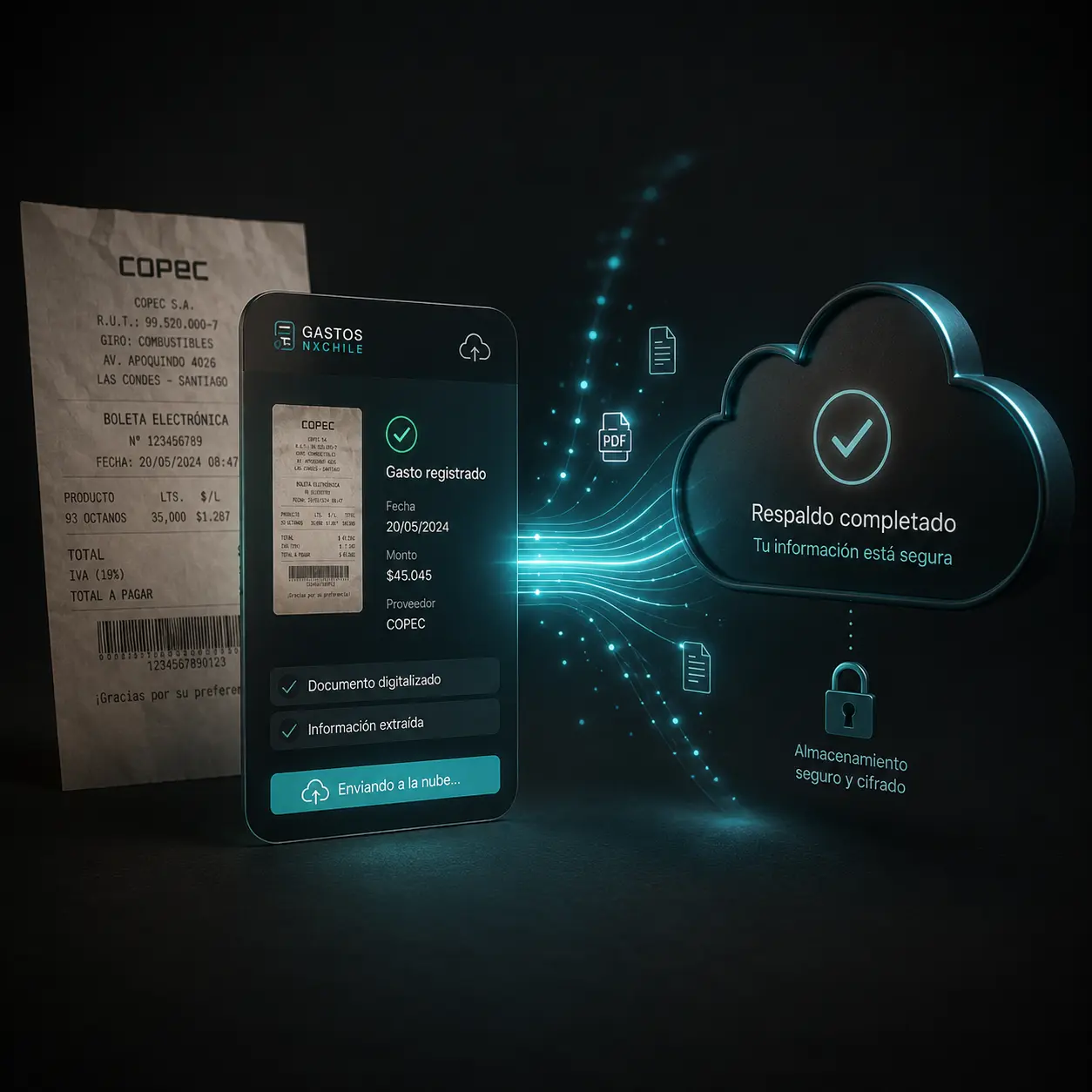 Rendición cerrada, aprobada y convertida en asiento contable en RindeNX